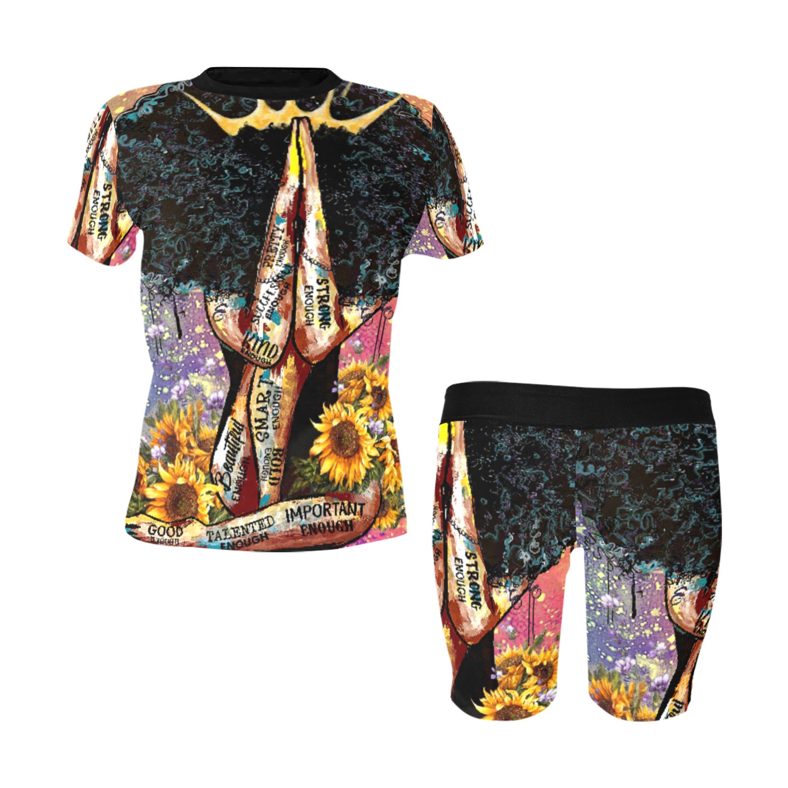 Blessed Afro 2 Piece Women's Short Yoga Set