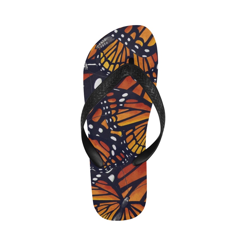 Orange Monarch Butterflies Flip Flops for Men/Women (Model 040)