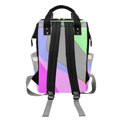 Abstract 703 - Retro Groovy Pink And Green Multi-Function Diaper Backpack/Diaper Bag (Model 1688)