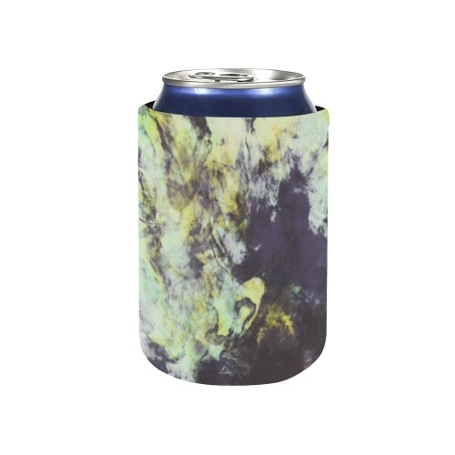 Green and black colorful marbling Neoprene Can Cooler 4" x 2.7" dia.