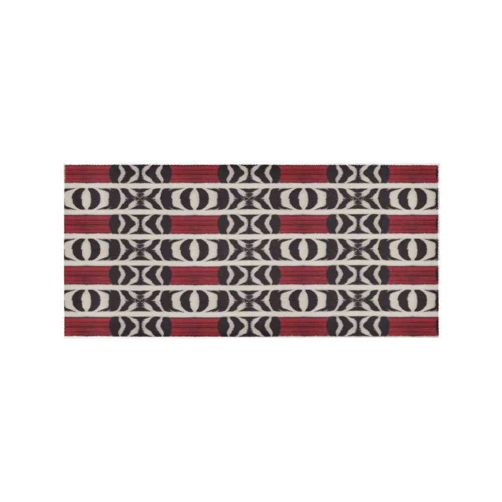 repeating pattern black and white zebra print with red Area Rug 7'x3'3''