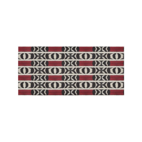 repeating pattern black and white zebra print with red Area Rug 7'x3'3''