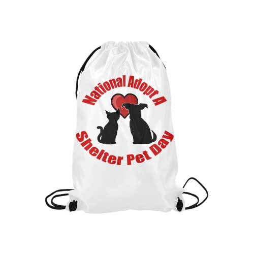 National Adopt A Shelter Pet Day Small Drawstring Bag Model 1604 (Twin Sides) 11"(W) * 17.7"(H)