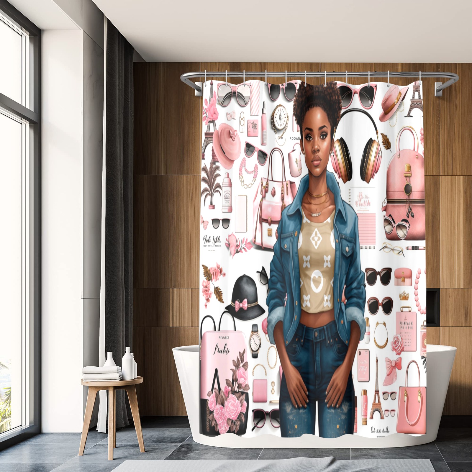 Fashion Black Girl   - Milan Templates - Rose Shower Curtain 69"x72"