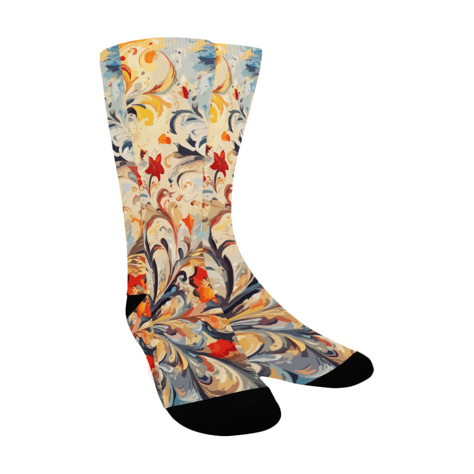 Cool decorative floral ornament. Colorful fantasy Custom Socks for Women