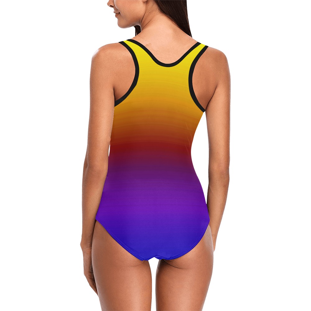 yel red pink blue Vest One Piece Swimsuit (Model S04)