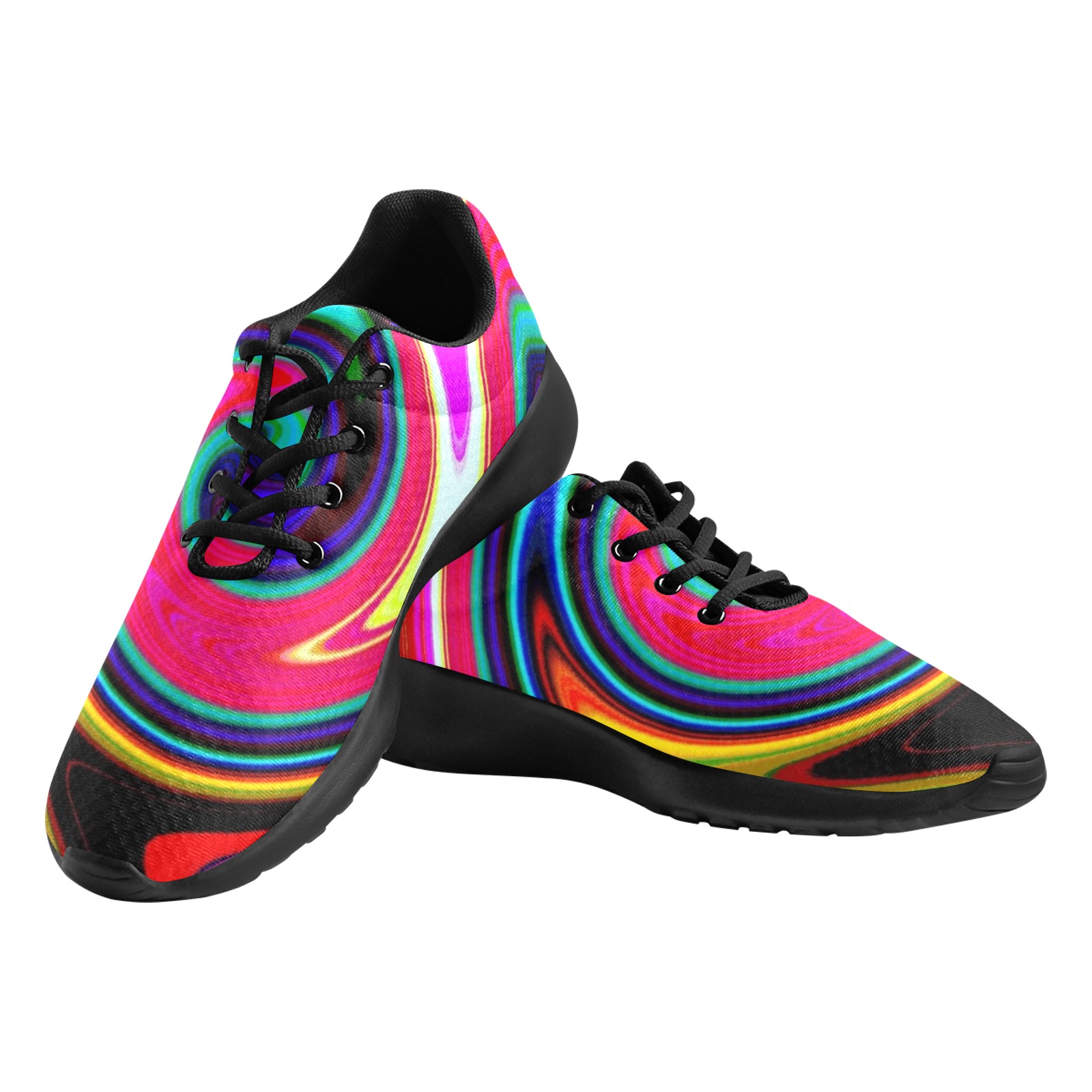 Swirl Retro Neon Red Women's Athletic Shoes (Model 0200)