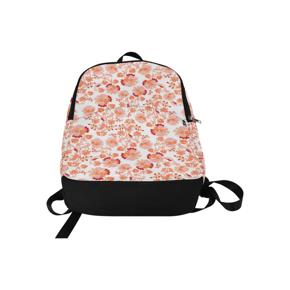 Orange Flowers White Background Fabric Backpack for Adult (Model 1659)