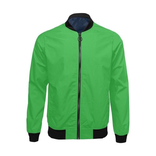 Basic Plain Green All Over Print Bomber Jacket for Men (Model H19)