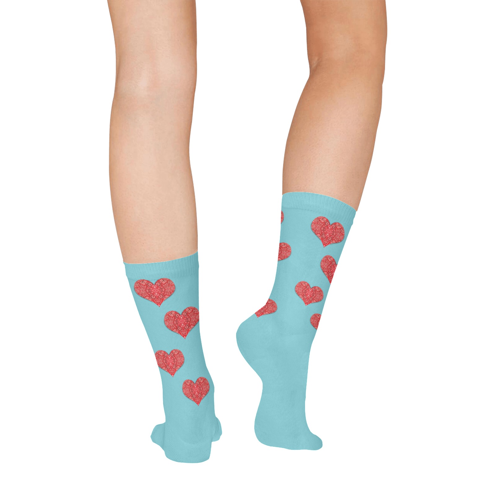 Bandana Hearts on Blue All Over Print Socks for Women