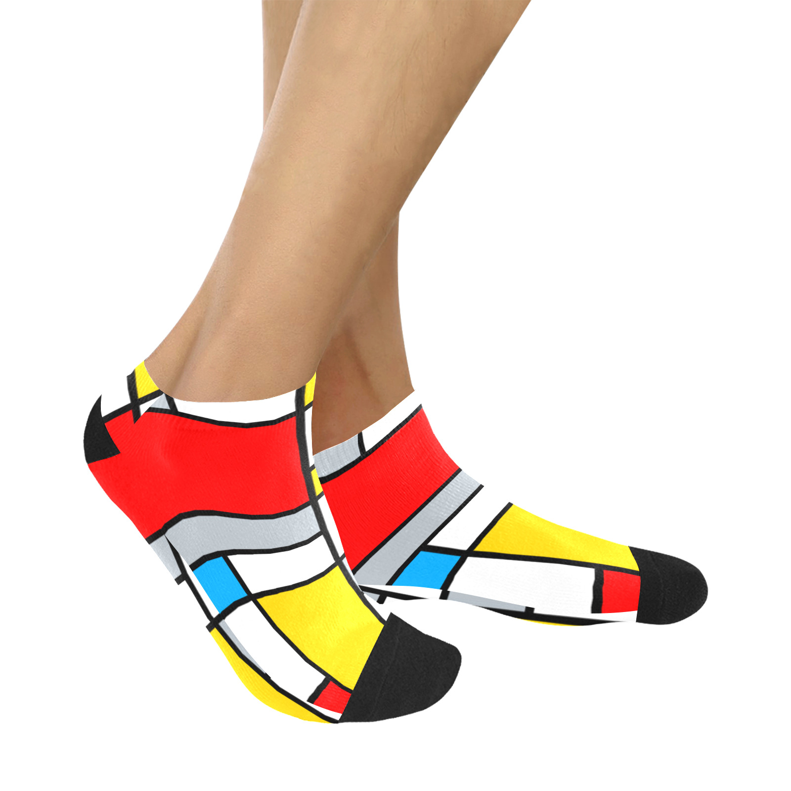 Mondrian Style Color Composition Geometric Retro Art Women's Ankle Socks