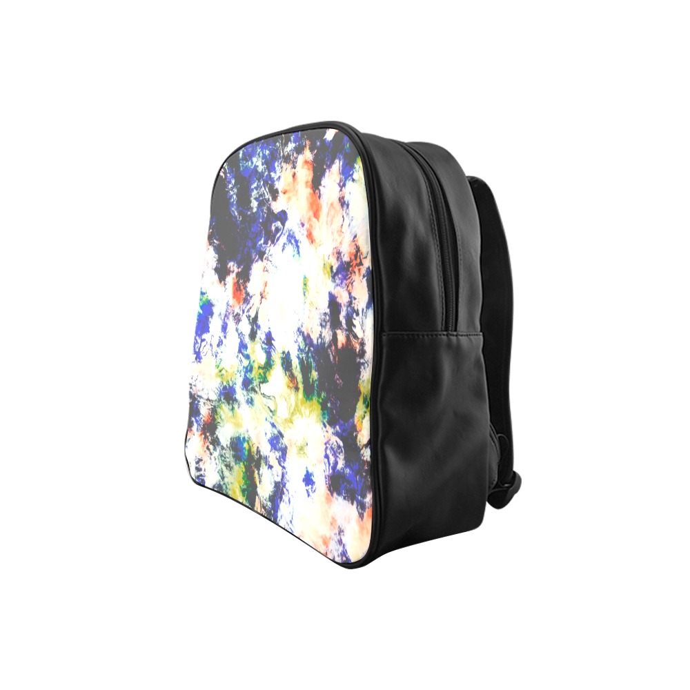 Modern watercolor colorful marbling School Backpack (Model 1601)(Small)