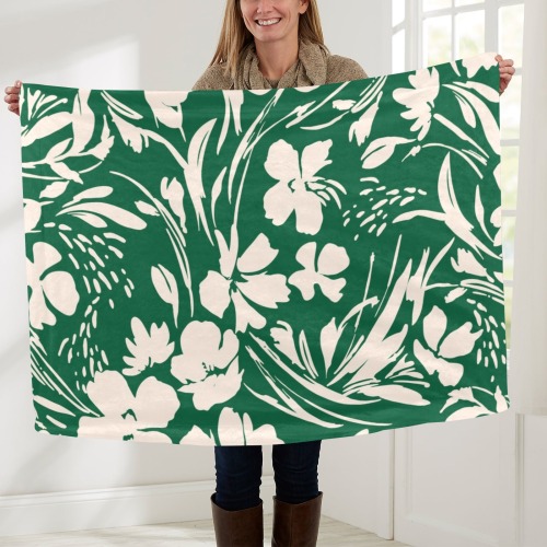 Green flowers garden brushstrokes Baby Blanket 40"x50"