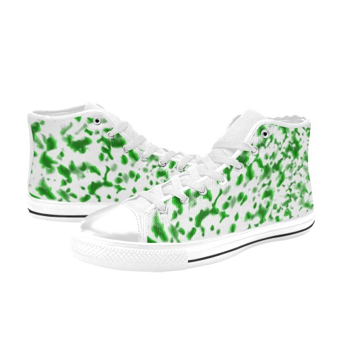 Paint Spatter Green Women's Classic High Top Canvas Shoes (Model 017)