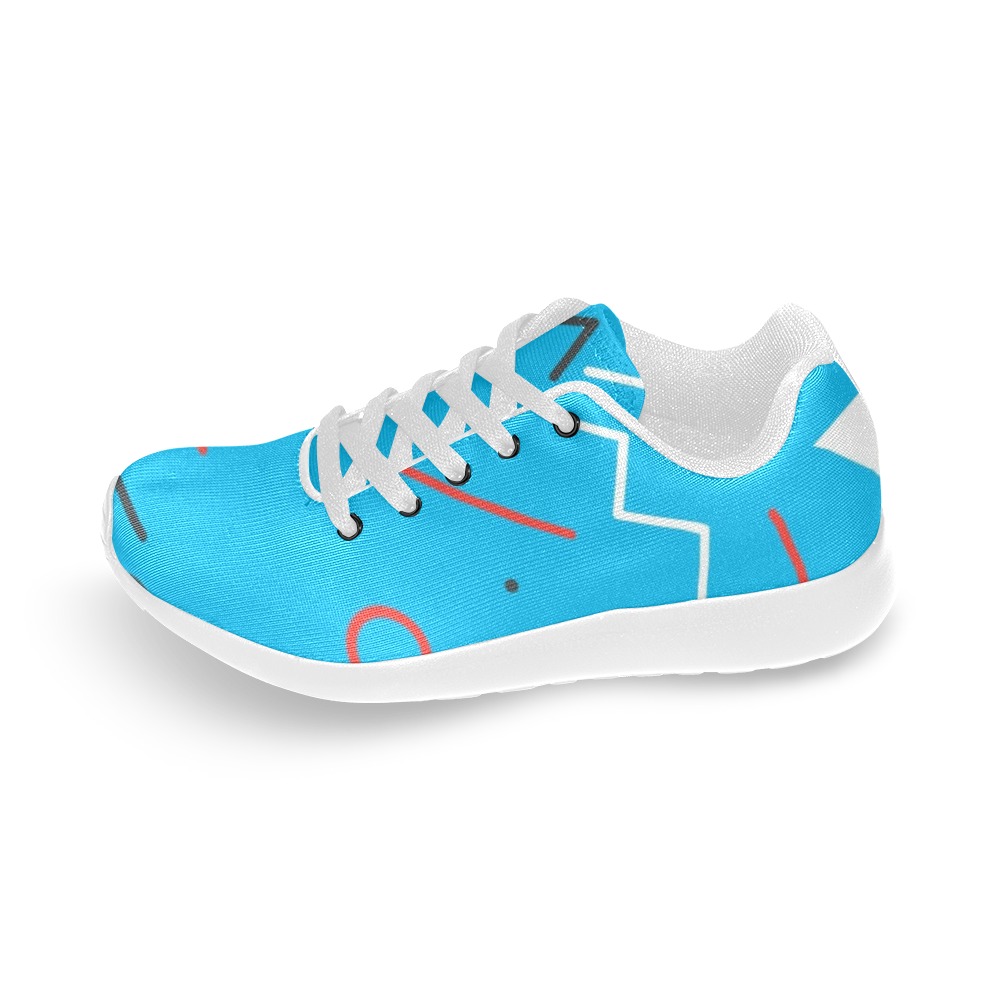 Cute Memphis Style Turquoise shoes Kid's Running Shoes (Model 020)