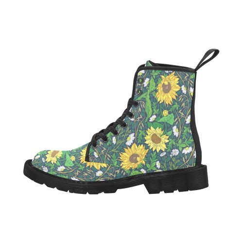 Sunflowers Field Martin Boots for Women (Black) (Model 1203H)