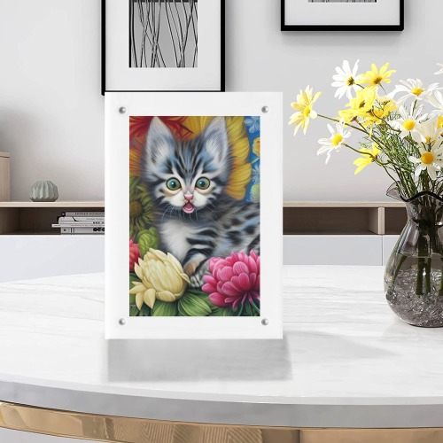 Cute Kittens 5 Acrylic Magnetic Photo Frame 5"x7"