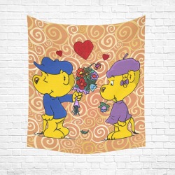 Ferald and Sahsha Ferret Cotton Linen Wall Tapestry 51"x 60"