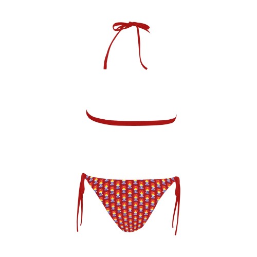 Kiribáti Flags Heart Petal Icon Buckle Front Halter Bikini Swimsuit (Model S08)