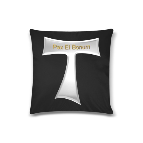 Franciscan Tau Cross Pax Et Bonum Silver Metallic Custom Zippered Pillow Case 16"x16"(Twin Sides)