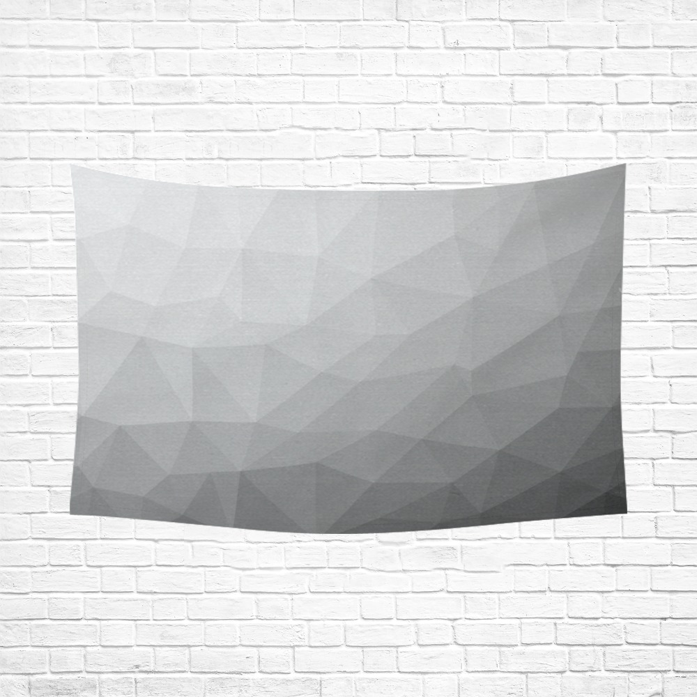 Grey Gradient Geometric Mesh Pattern Cotton Linen Wall Tapestry 90"x 60"