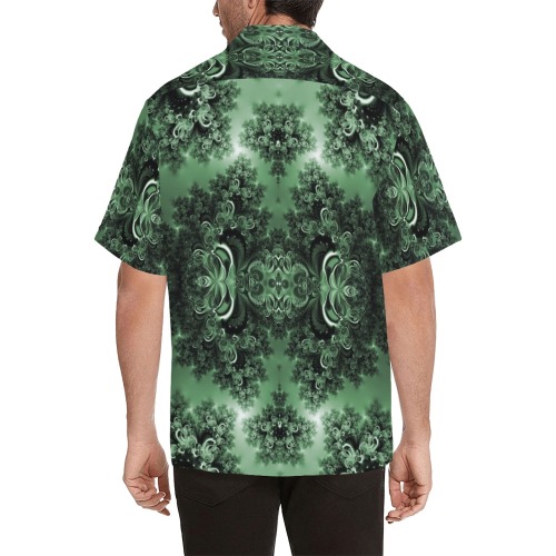 Deep in the Forest Frost Fractal Hawaiian Shirt with Merged Design (Model T58)