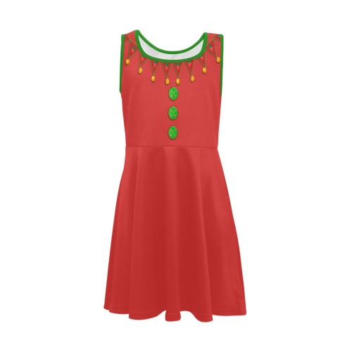 Red Elf Costume Girls' Sleeveless Sundress (Model D56)