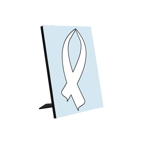 Awareness Ribbon (White) Photo Panel for Tabletop Display 6"x8"