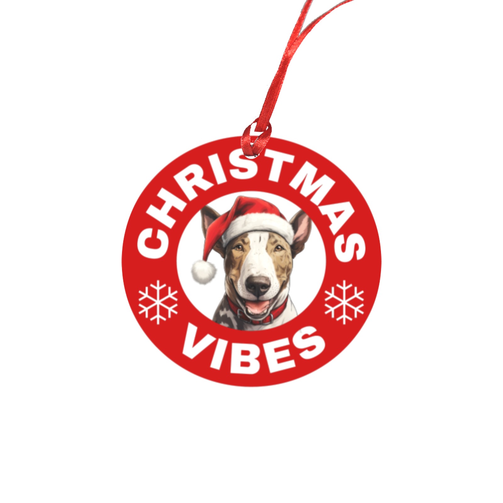 Bull Terrier Christmas Vibes Round Ornament