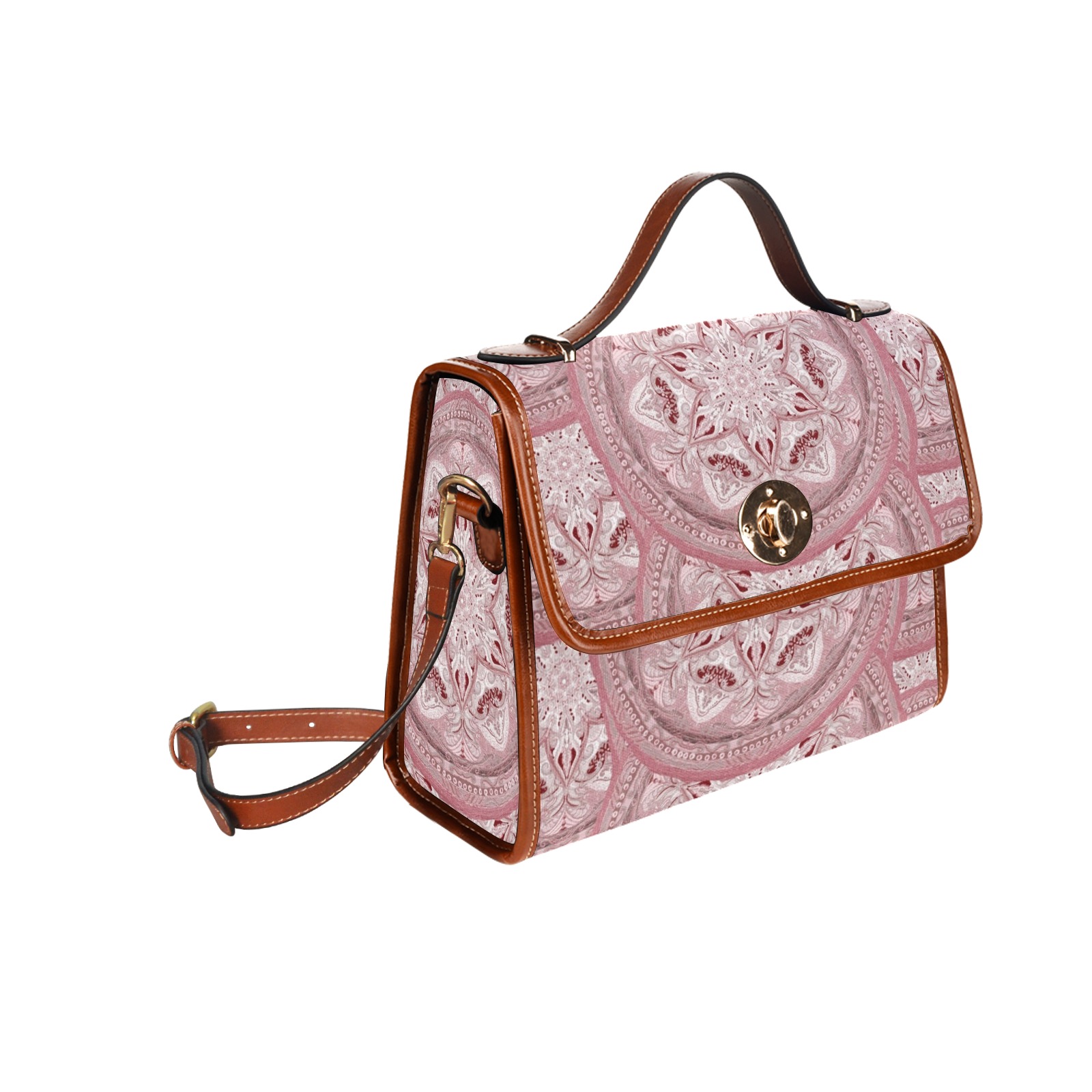 pink Waterproof Canvas Bag-Brown (All Over Print) (Model 1641)