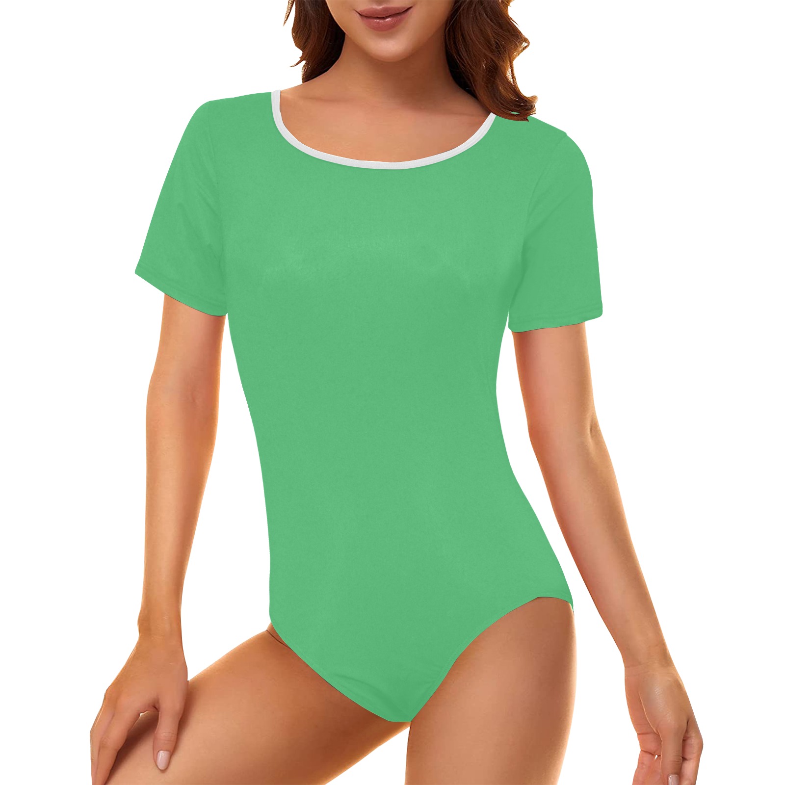 color Paris green Women's Short Sleeve Bodysuit
