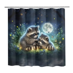 Playful Raccoons in the Moonlight Shower Curtain Shower Curtain 72" x 72"