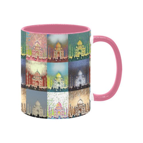 Taj Mahal, Agra, India Collage Custom Inner Color Mug (11oz)