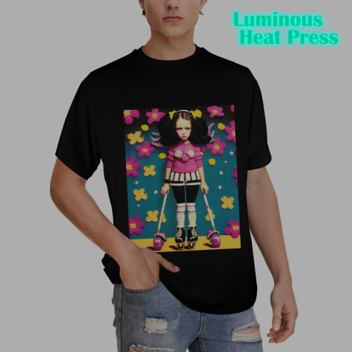 vintage retro roller skater girl Men's Glow in the Dark T-shirt (Front Printing)