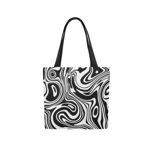 Black and White Marble Canvas Tote Bag (Model 1657)