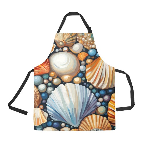 Colorful pattern of shells, pearls and sand. All Over Print Apron