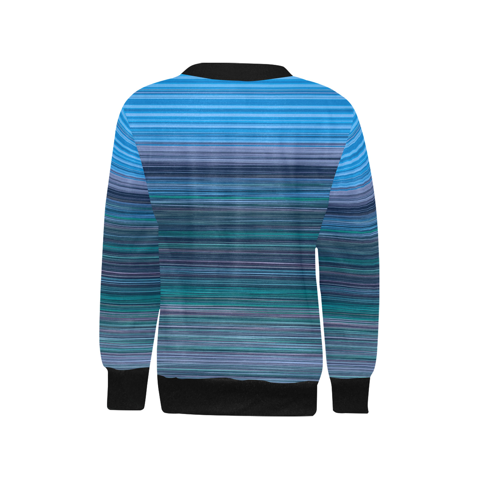Abstract Blue Horizontal Stripes Girls' All Over Print Crew Neck Sweater (Model H49)