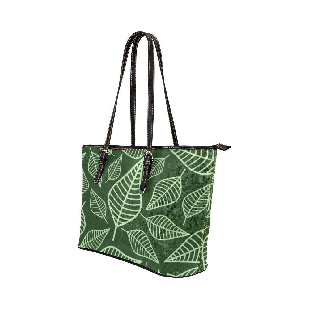 leaf-pattern-vector-439370 Leather Tote Bag/Small (Model 1651)