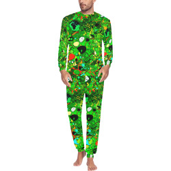 Green Abstract Art 409 Men's All Over Print Pajama Set with Custom Cuff