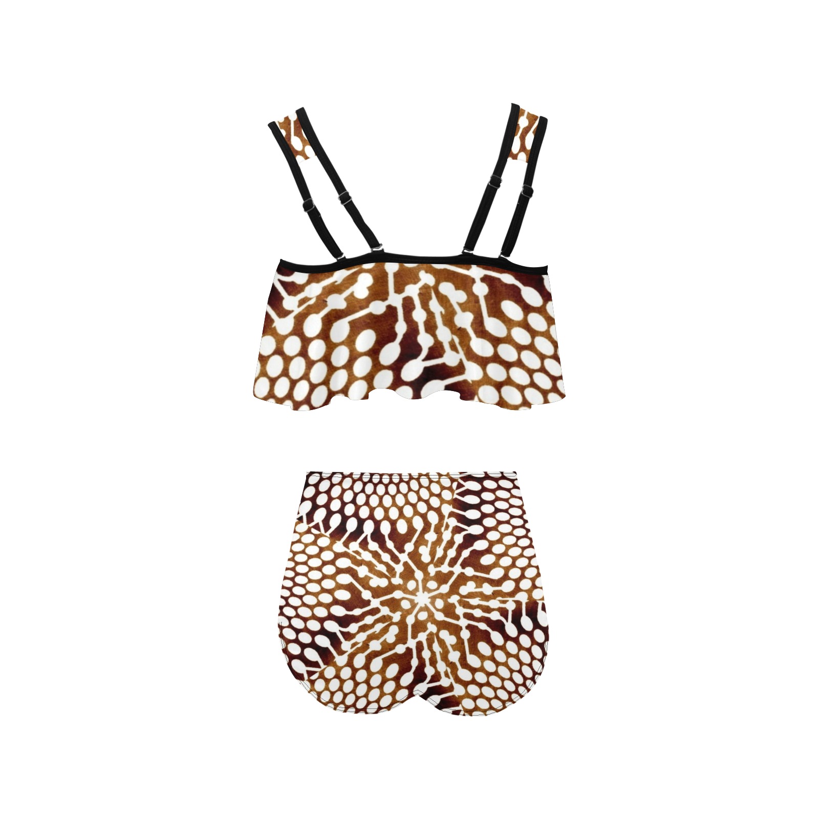 AFRICAN PRINT PATTERN 4 High Waisted Flounce Bikini Set (Model S24)