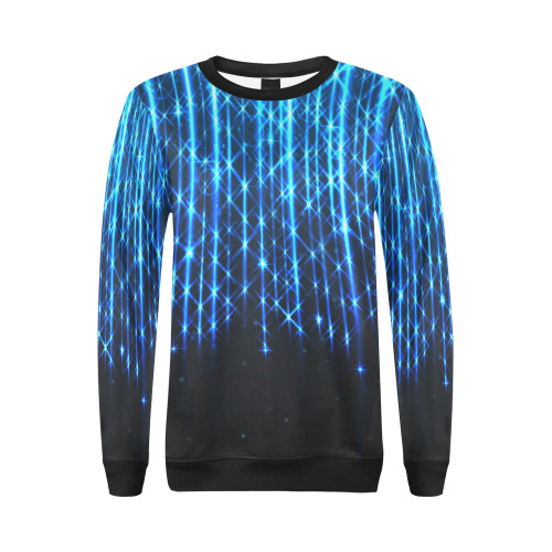Celebratory background with bright neon stripes of light for christmas design_713731378.jpg All Over Print Crewneck Sweatshirt for Women (Model H18)