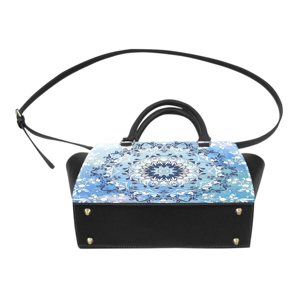 Blue and white floral mandala Classic Shoulder Handbag (Model 1653)