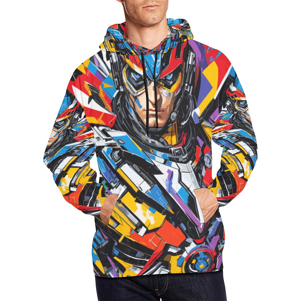 Chic, tough cyborg warrior colorful abstract art. All Over Print Hoodie for Men (USA Size) (Model H13)
