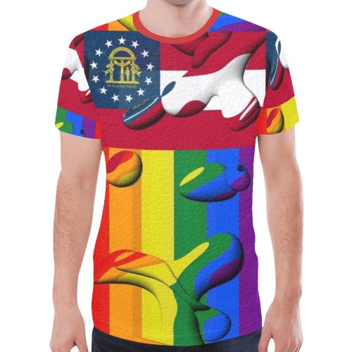 Georgia USA Pride Flag Pop Art by Nico Bielow New All Over Print T-shirt for Men (Model T45)