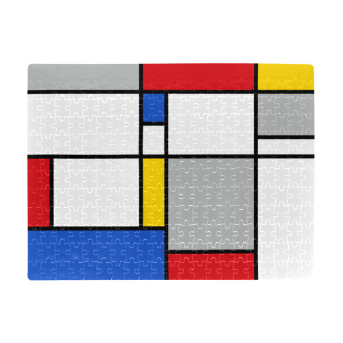 Geometric Retro Mondrian Style Color Composition A3 Size Jigsaw Puzzle (Set of 252 Pieces)