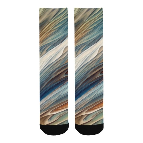 Diagonal abstract curvy abstract lines and shapes Men's Custom Socks