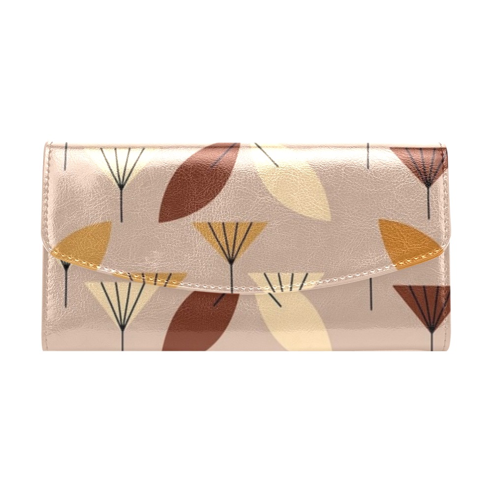 Elegant Abstract Earth Tones Floral Women's Flap Wallet (Model 1707)