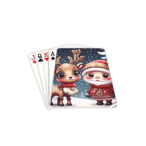 Santa and Reindeer Playing Cards 2.5"x3.5"