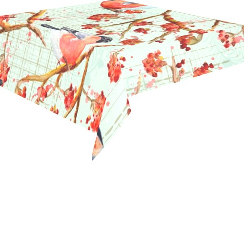 Birds Flowers Cotton Linen Tablecloth 52"x 70"