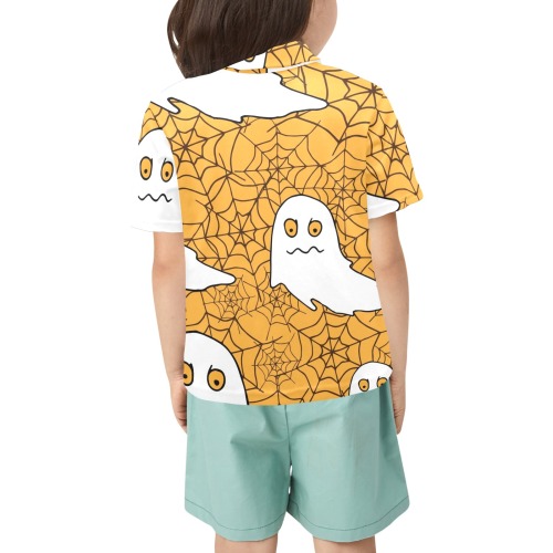 Adorable Halloween Ghost Polo Shirt Little Girls' All Over Print Polo Shirt (Model T55)